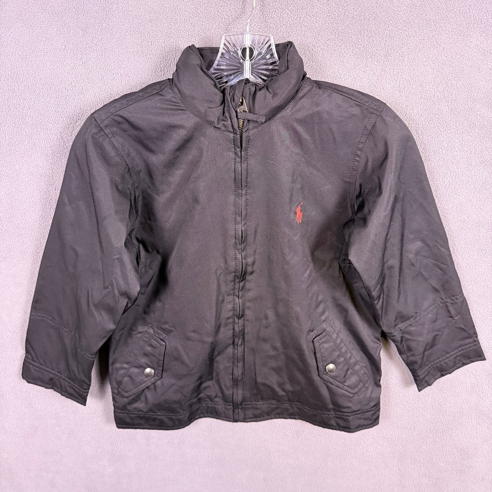 Polo Ralph Lauren Windbreaker Bomber Jacket Kids‎ 6 Black Hidden Hood